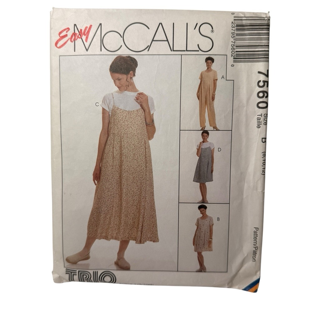 McCalls Maternity Jumpsuit & Dresses Sewing Pattern 7560 Size 8-12‎ CUT